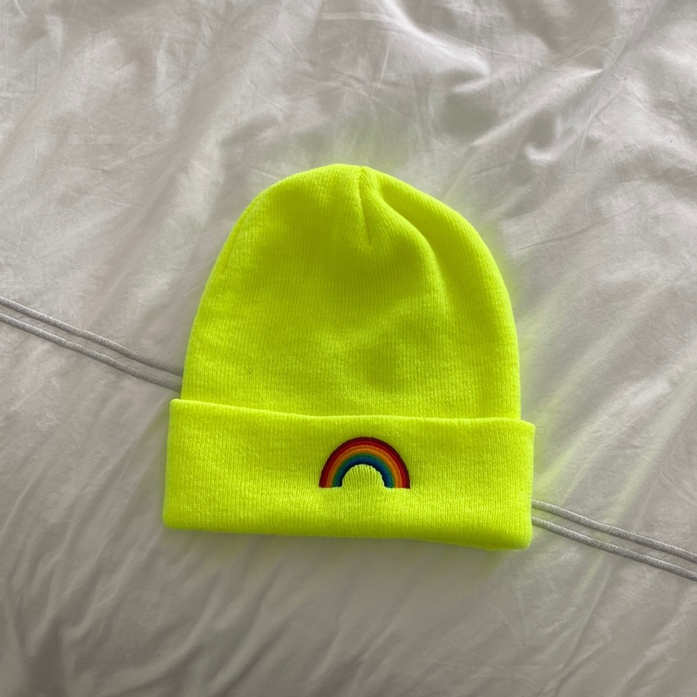 Aviator nation neon green beanie